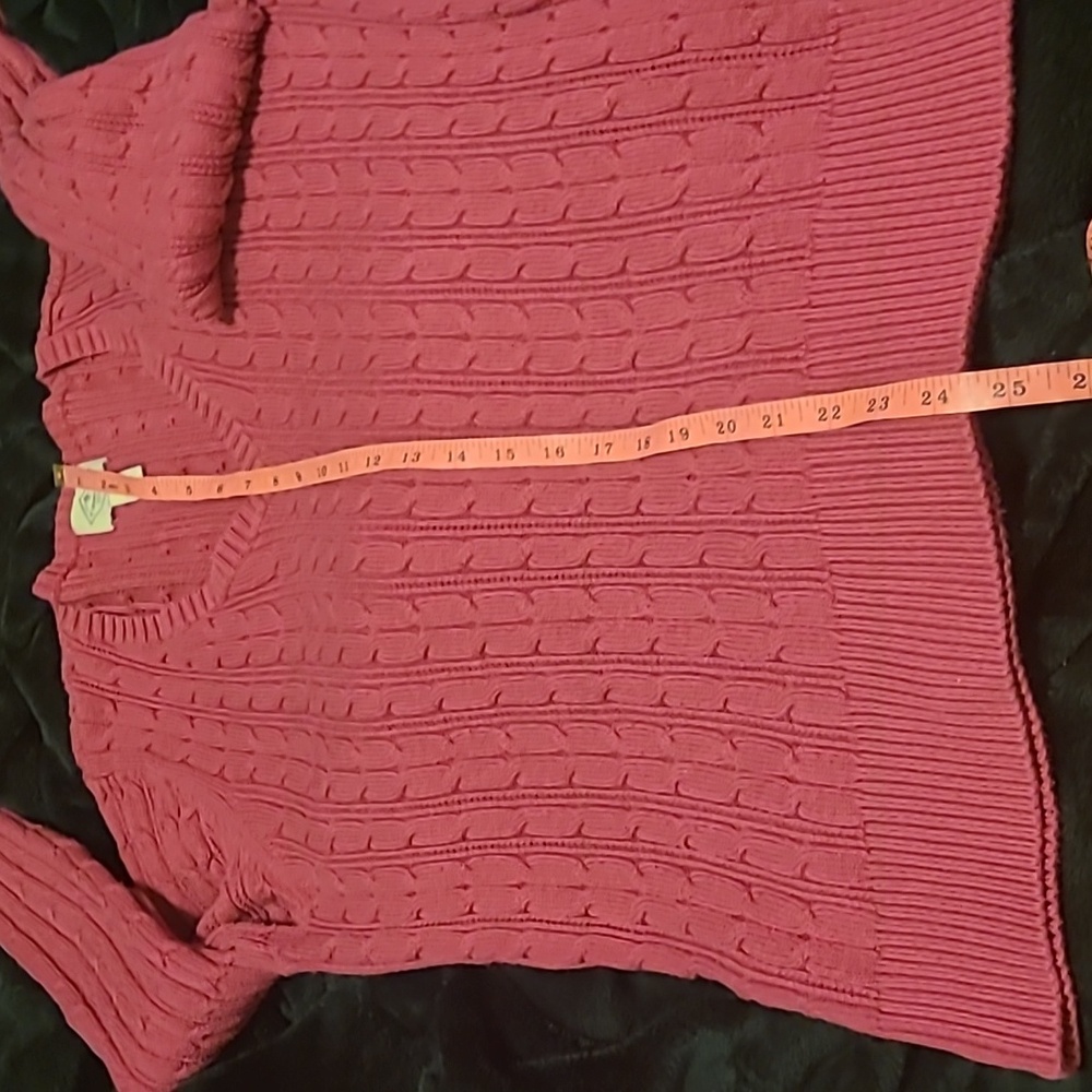 🟣2/$13. ST. JOHN'S BAY Women's Fuchsia Pink Classic Cable Knit Sweater‎ Size Xl - Picture 11 of 12
